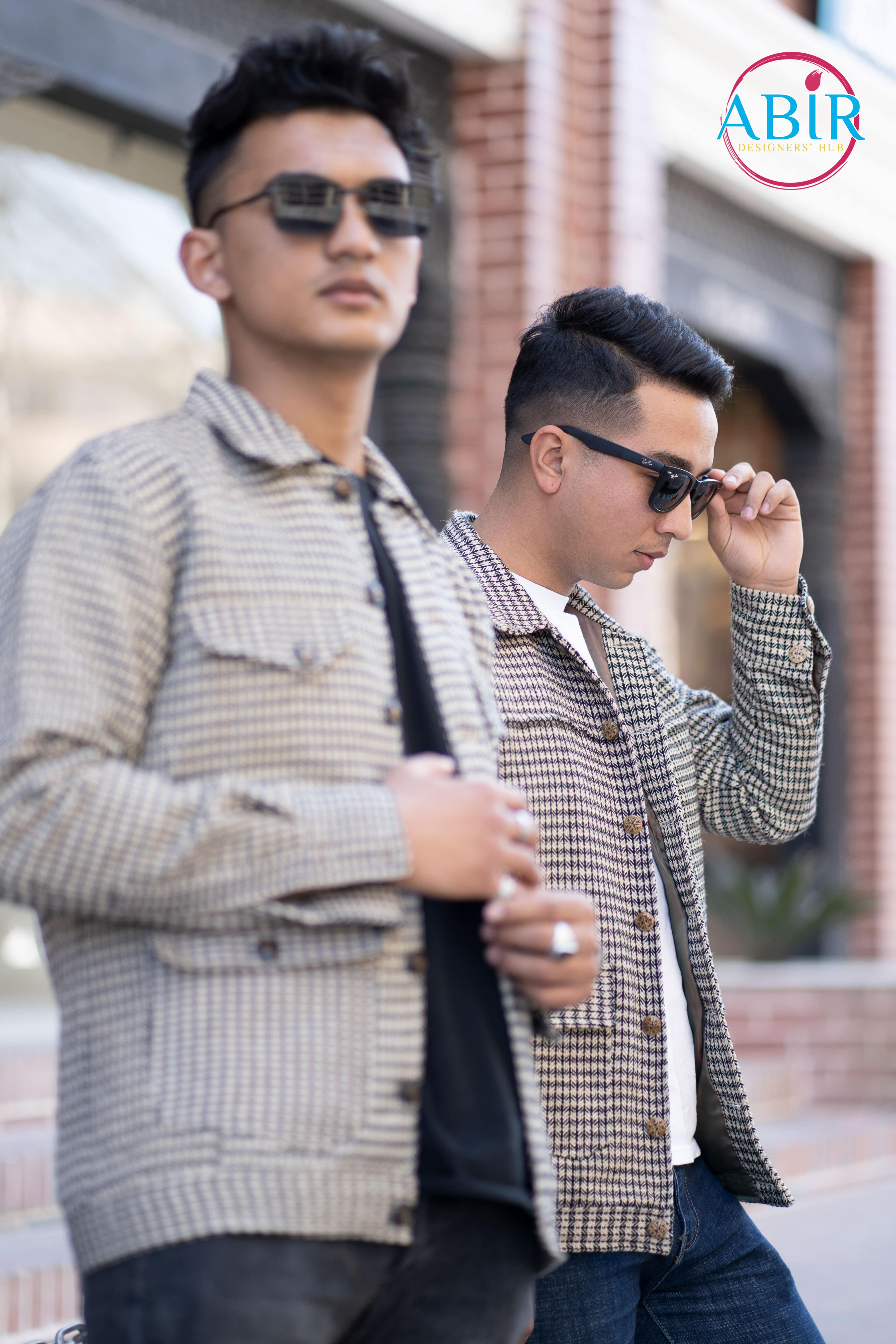 Men’s Check Pattern Blazer Jacket