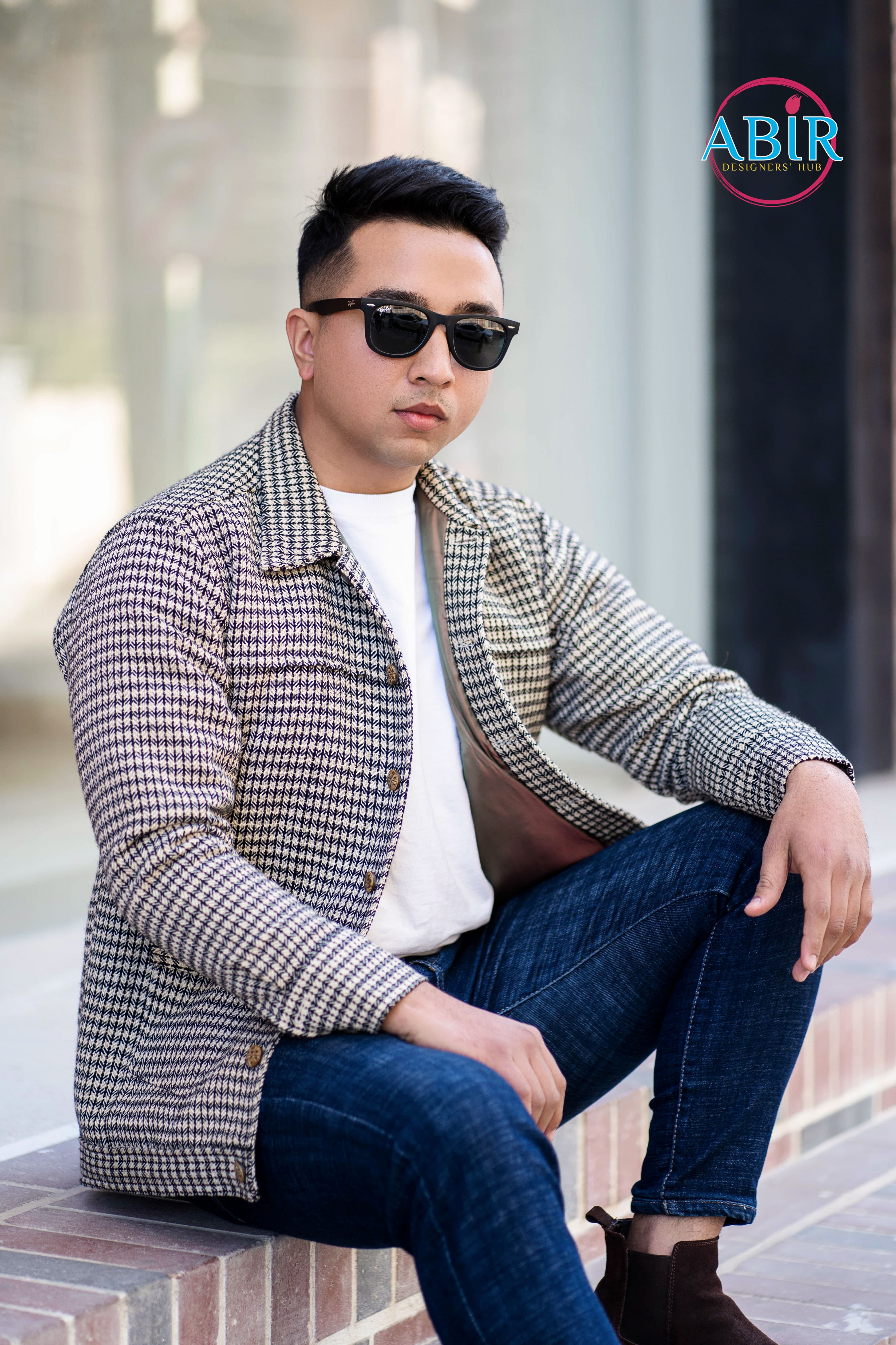 Men’s Check Pattern Blazer Jacket