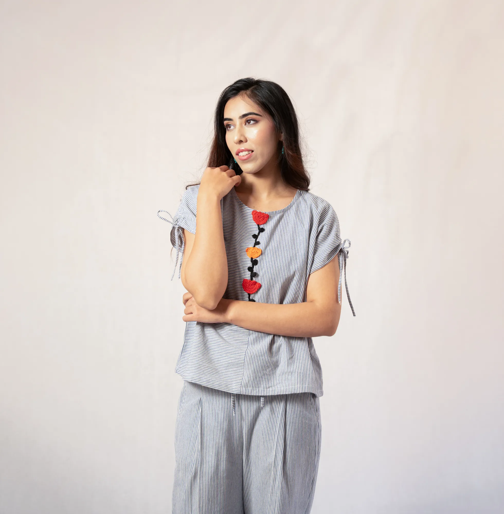 Kusum Crocheted Flower Patched Top